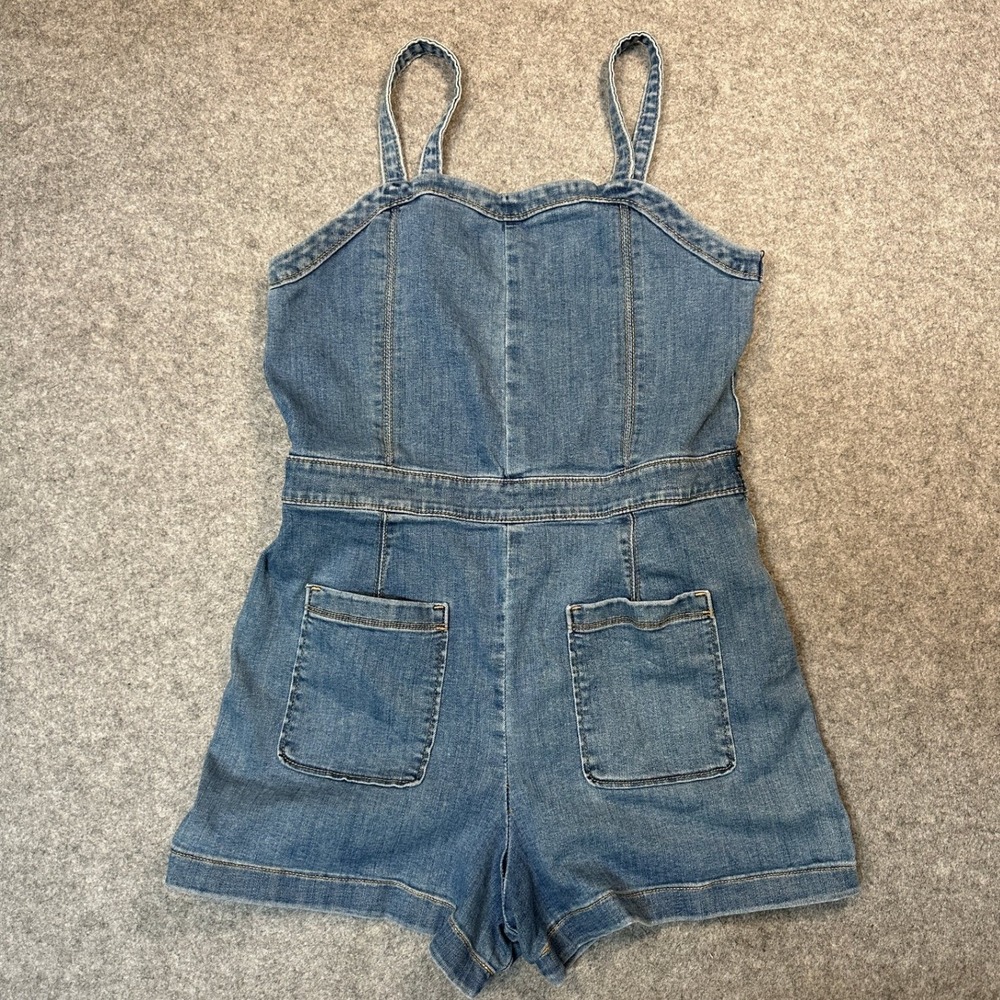 Abercrombie‎ Kids Denim Romper 17/18 Blue Cotton Blend Stretch
